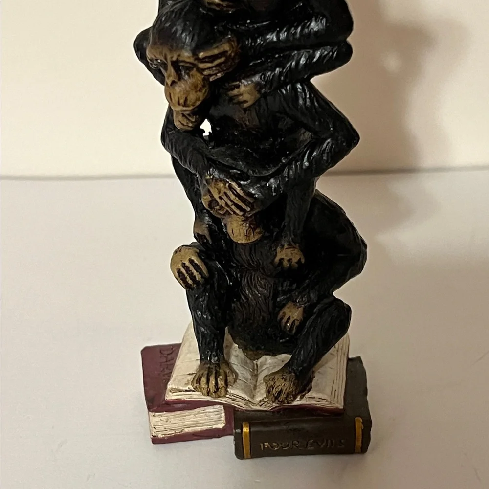 Vintage Four Evils Monkey 8.5” Tower Paperweight. See, Say, Speak, Hear No Evil